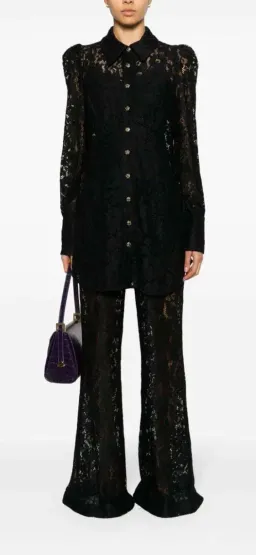 Zimmermann Matchmaker lace top and pant set black sheer Size AU 3 / UK 14 for rent on The Volte - image 2