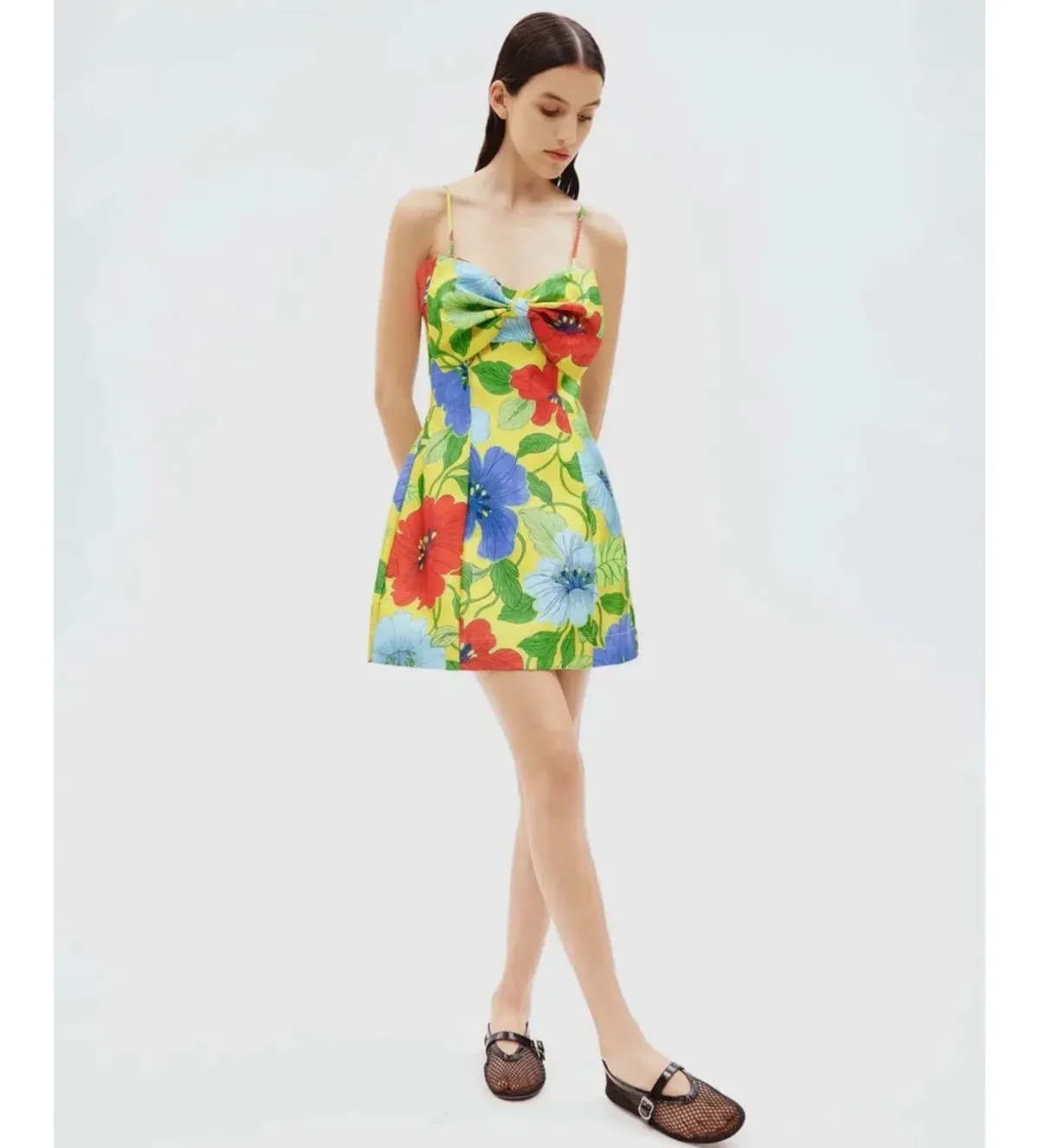 Alemais Verna Bow Mini Dress in Floral Size AU10 - Image 1