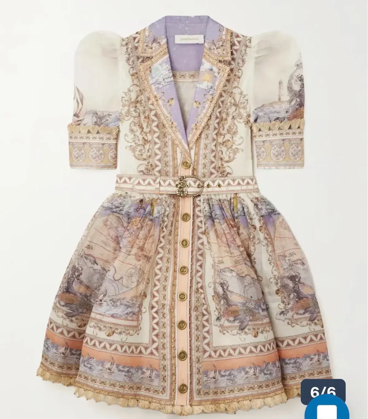 Zimmermann The High Tide Mini Shirt Dress Odyssey Print Size 3 AU 14 - Image 4