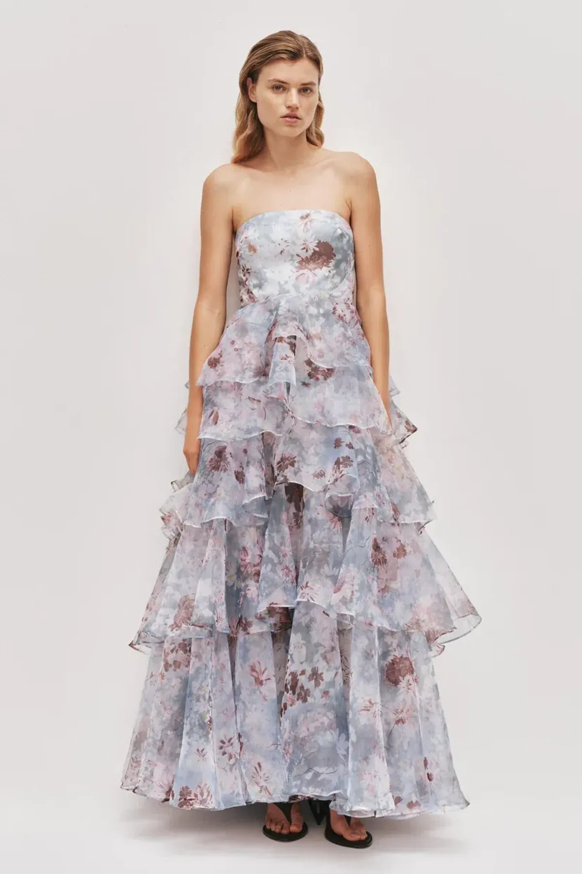 💙 AJE Gabrielle Gown – Size 12 AU – Full Bloom Floral Blue Tiered Maxi Dress💙 - Image 6