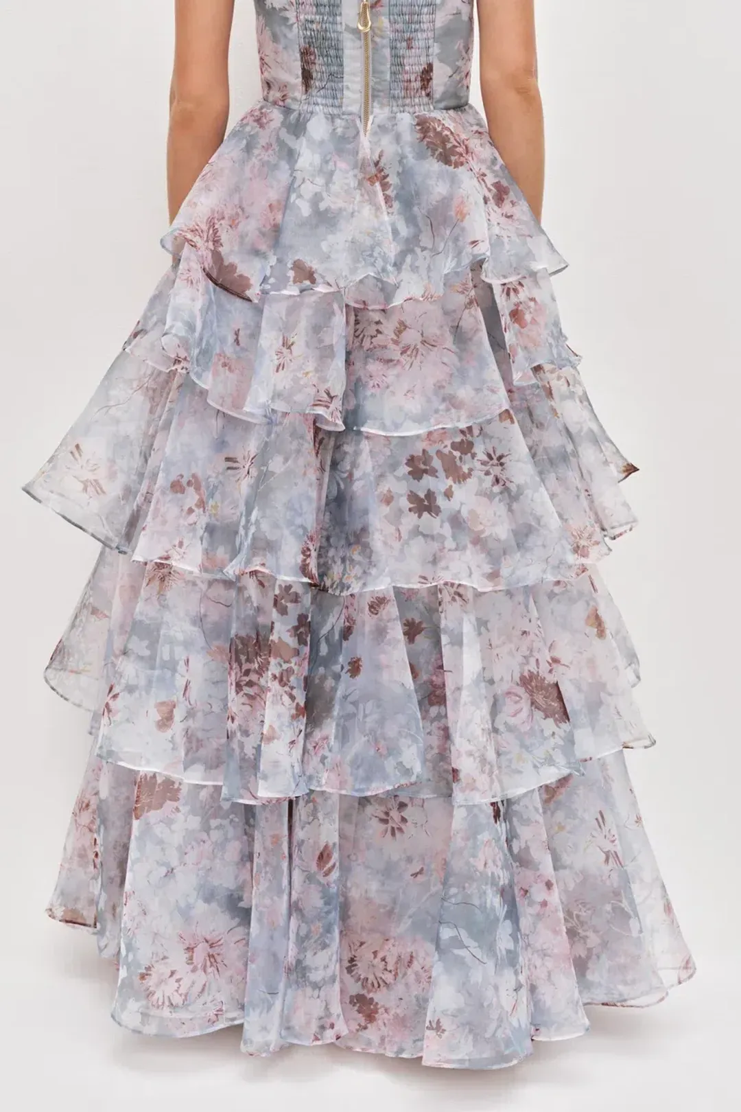 ๐ AJE Gabrielle Gown โ Size 12 AU โ Full Bloom Floral Blue Tiered Maxi Dress๐ for rent on The Volte - main image