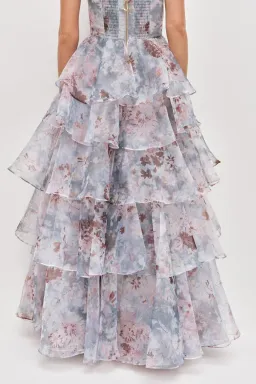 ๐ AJE Gabrielle Gown โ Size 12 AU โ Full Bloom Floral Blue Tiered Maxi Dress๐ for rent on The Volte - image 4