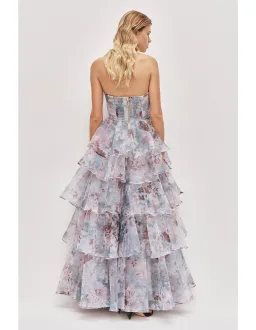 ๐ AJE Gabrielle Gown โ Size 12 AU โ Full Bloom Floral Blue Tiered Maxi Dress๐ for rent on The Volte - image 7