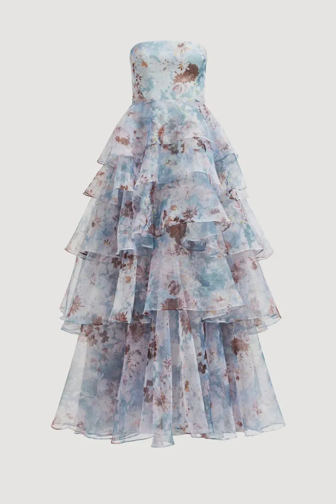 ๐ AJE Gabrielle Gown โ Size 12 AU โ Full Bloom Floral Blue Tiered Maxi Dress๐ for rent on The Volte - main image