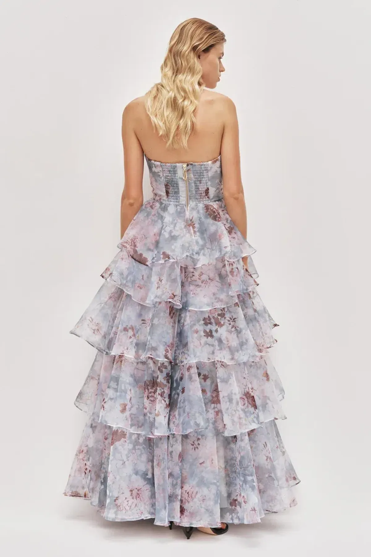 💙 AJE Gabrielle Gown – Size 12 AU – Full Bloom Floral Blue Tiered Maxi Dress💙 - Image 2