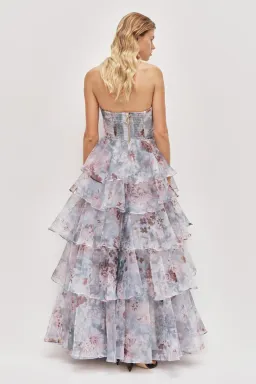 ๐ AJE Gabrielle Gown โ Size 12 AU โ Full Bloom Floral Blue Tiered Maxi Dress๐ for rent on The Volte - image 2