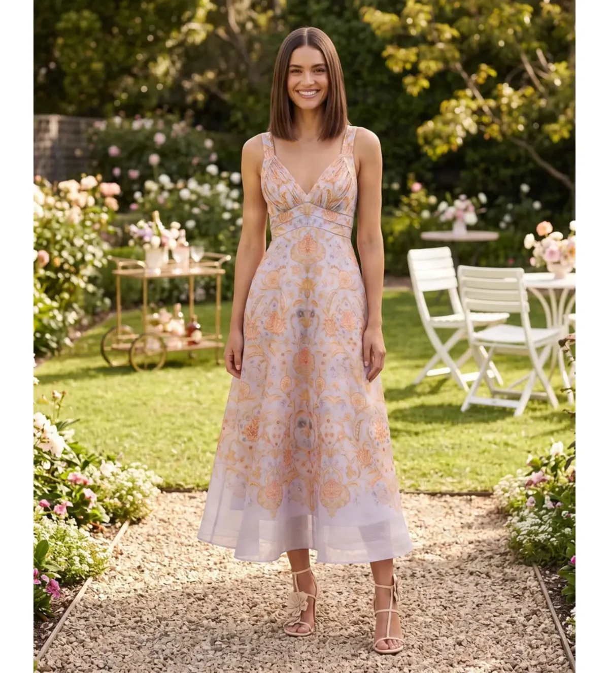 Zimmermann Valiant Draped Picnic Midi Dress in Blue Toile Size 2/AU12 for rent on The Volte - main image