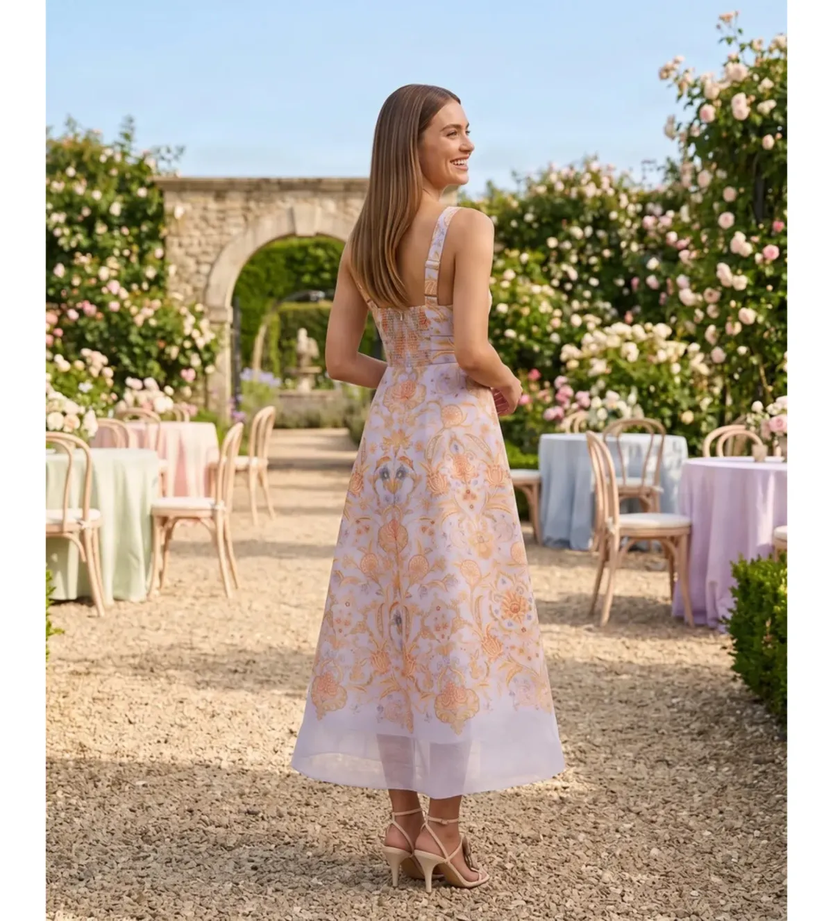 Zimmermann Valiant Draped Picnic Midi Dress in Blue Toile Size 2/AU12 - Image 2