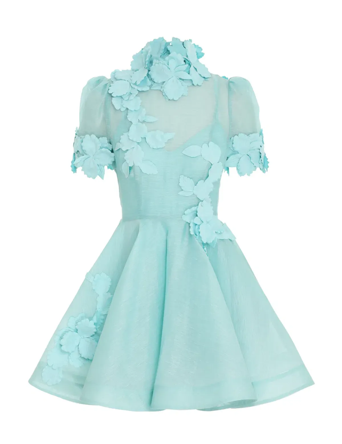 Zimmermann High Tide Lift Off Floral Mini Dress in Mint Green Size 1 / AU 10 - Image 4