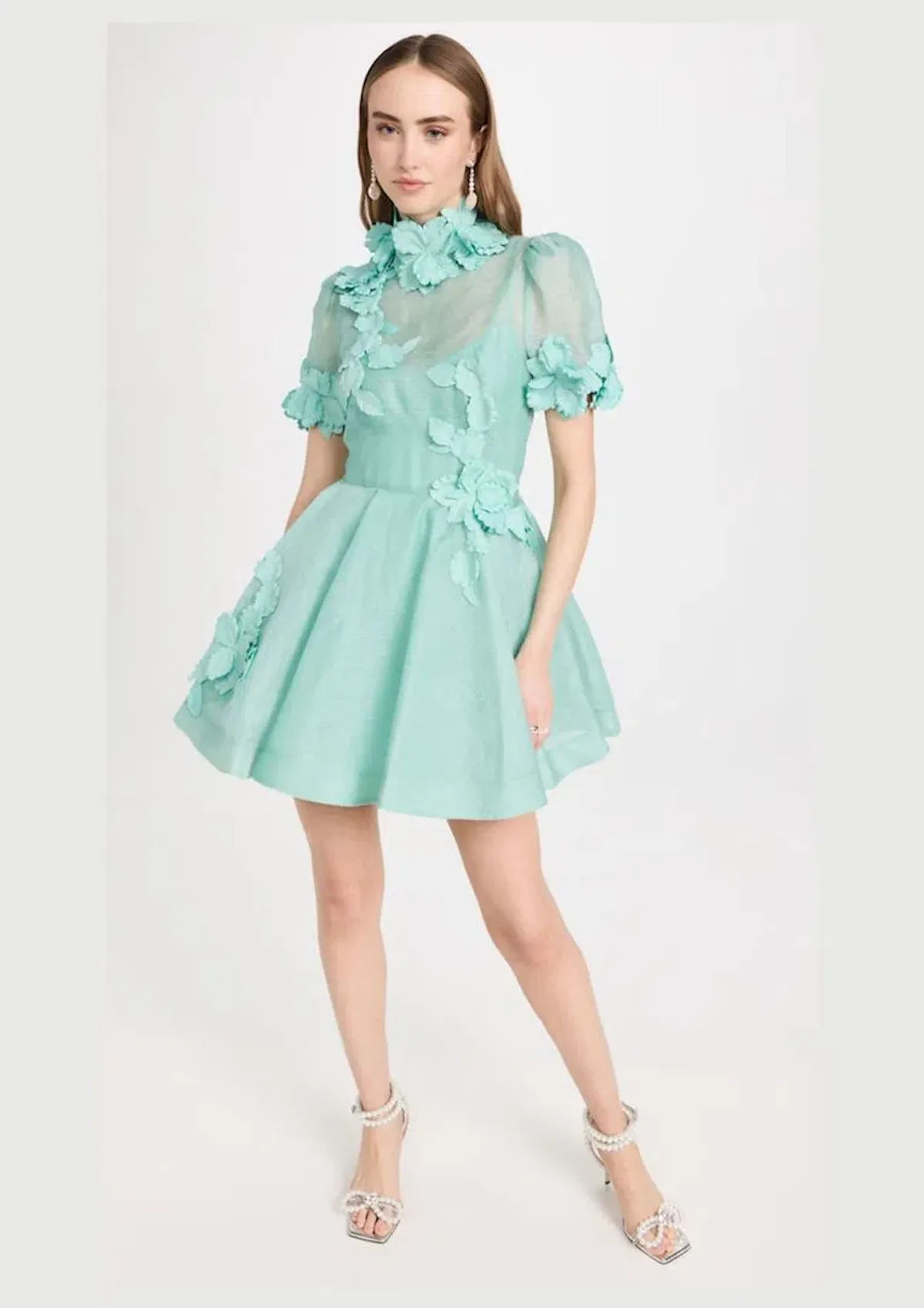 Zimmermann High Tide Lift Off Floral Mini Dress in Mint Green Size 1 / AU 10 - Image 1