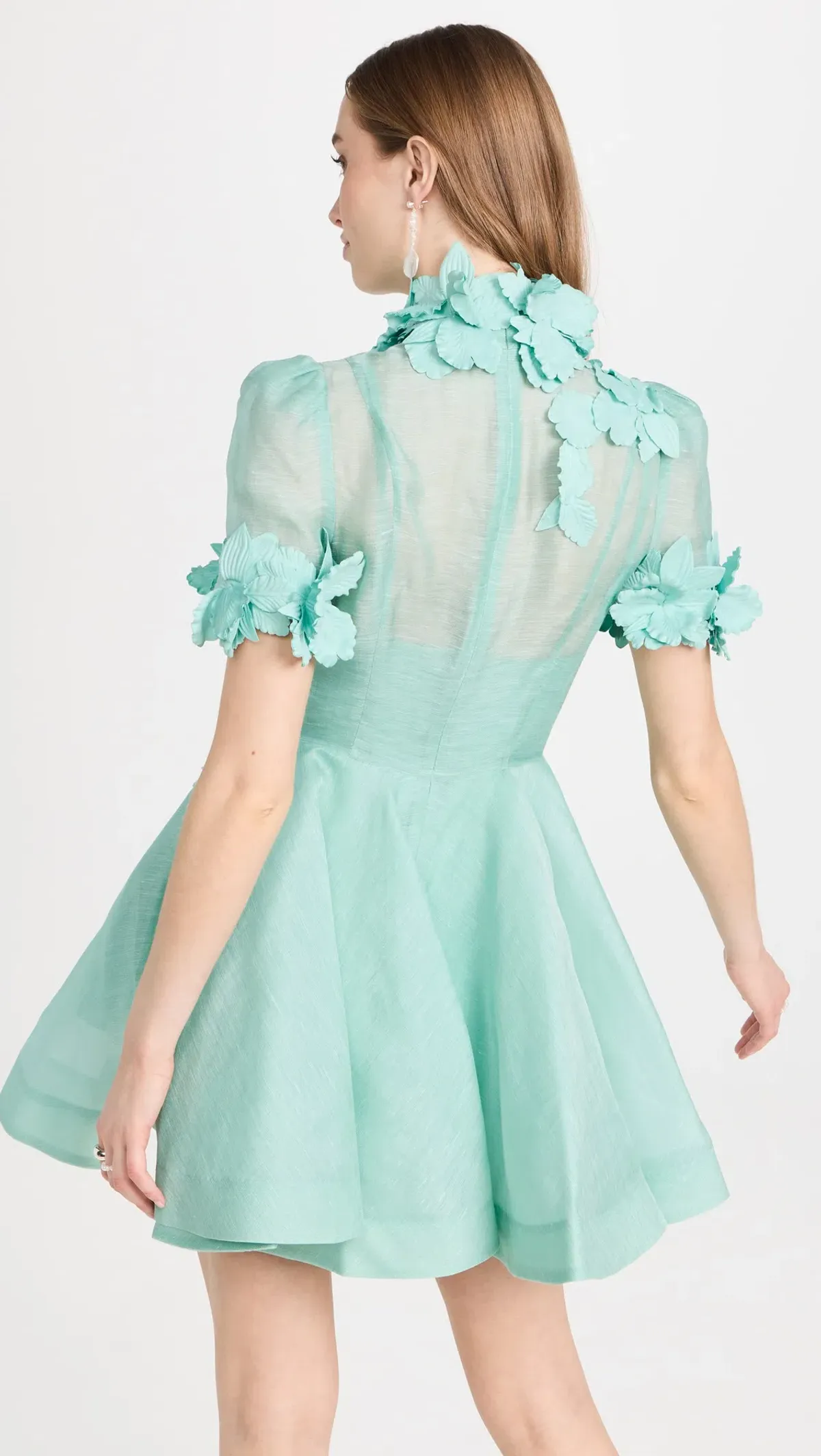 Zimmermann High Tide Lift Off Floral Mini Dress in Mint Green Size 1 / AU 10 - Image 2