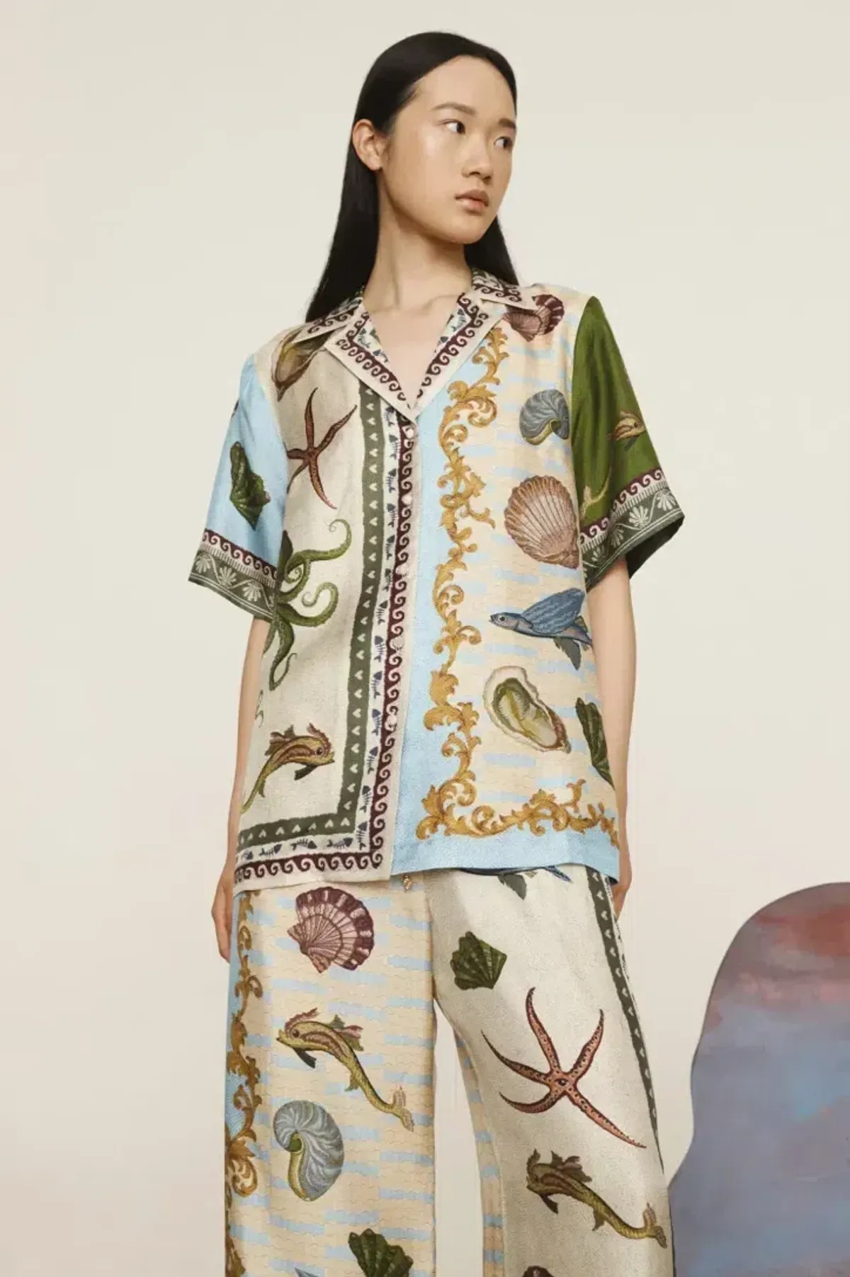 Alémais Bath House Silk Shirt and Pant Set Size 14 - Image 1