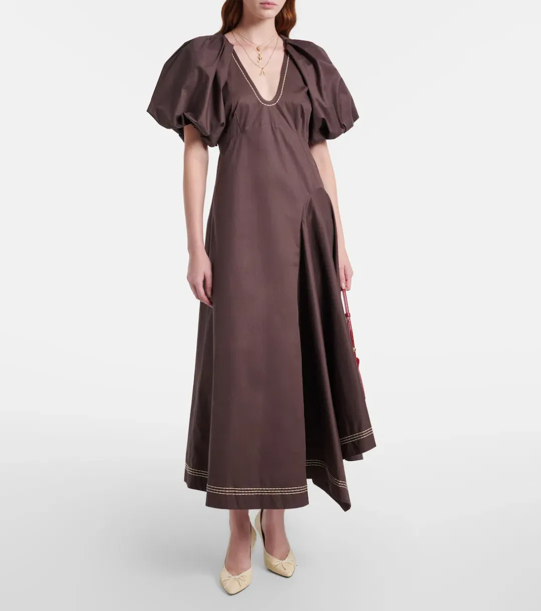 Alémais Puff-sleeve cotton maxi dress 6 for rent on The Volte - main image