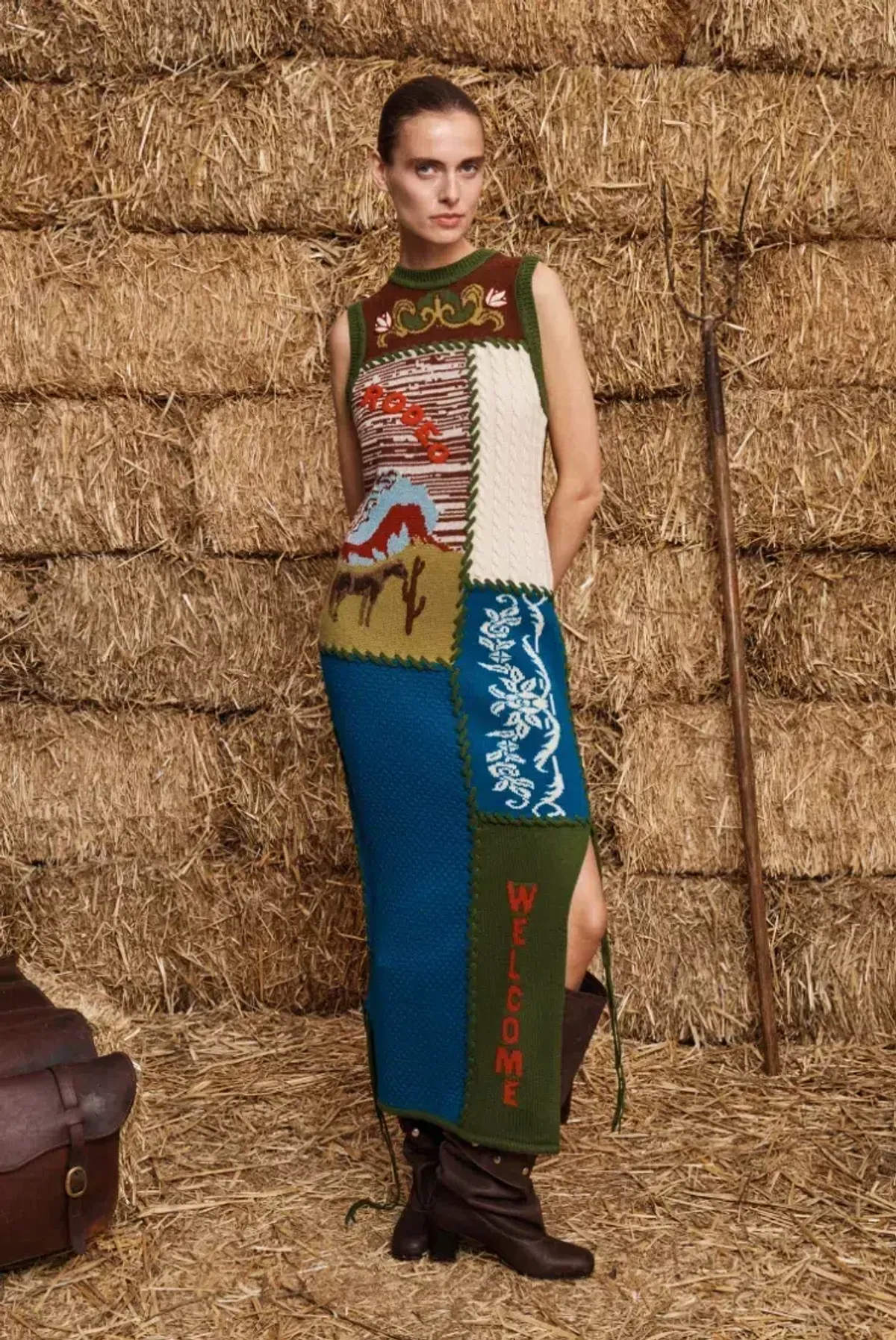 Alémais Lasso Patchwork Knit Dress Size 16 - Image 1