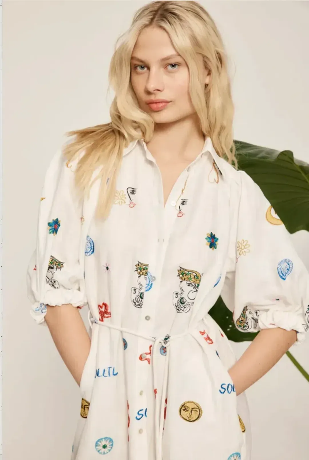 Alémais Soleil Embroidered Shirtdress Size 14 for rent on The Volte - main image