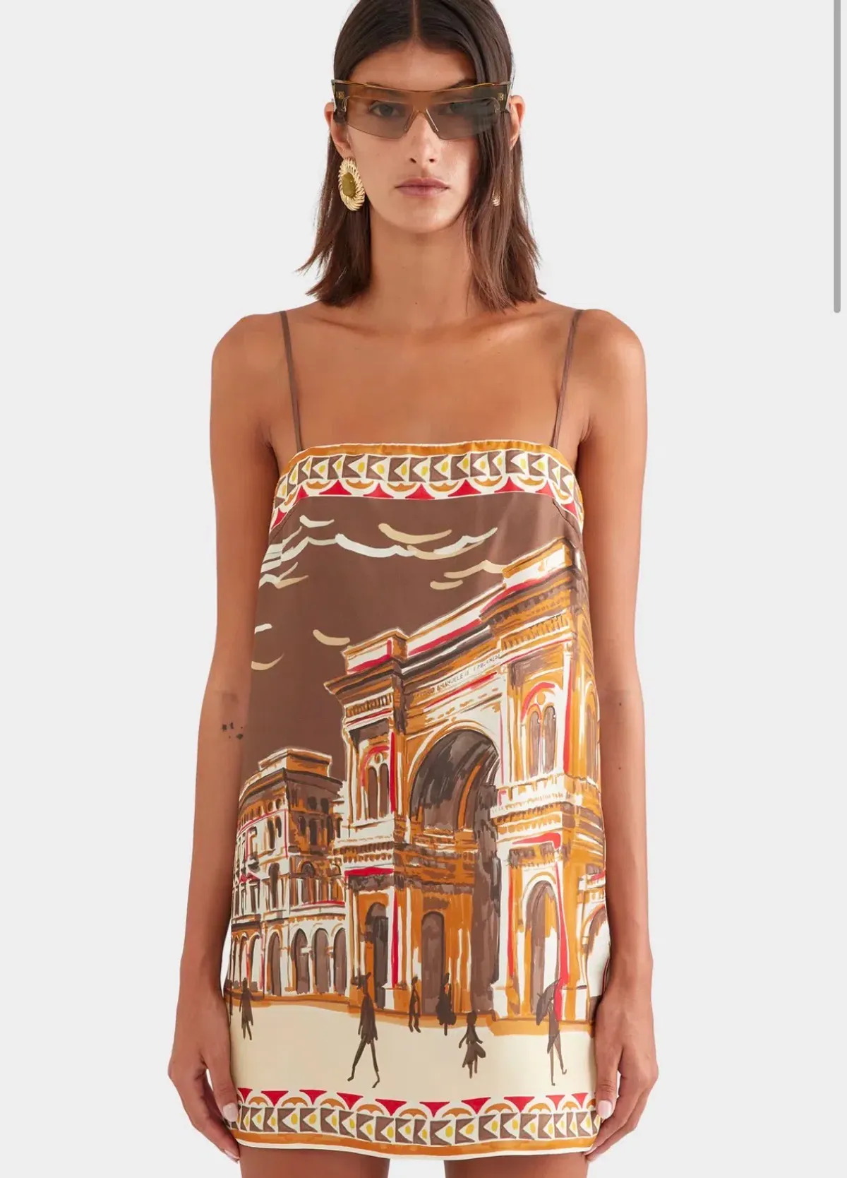 The Silk Twill Mini Dress in Milano Galleria/Brown Size S - Image 1
