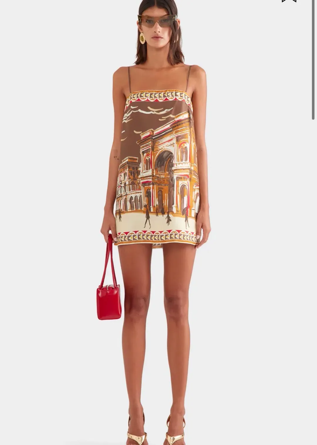 The Silk Twill Mini Dress in Milano Galleria/Brown Size S for rent on The Volte - main image