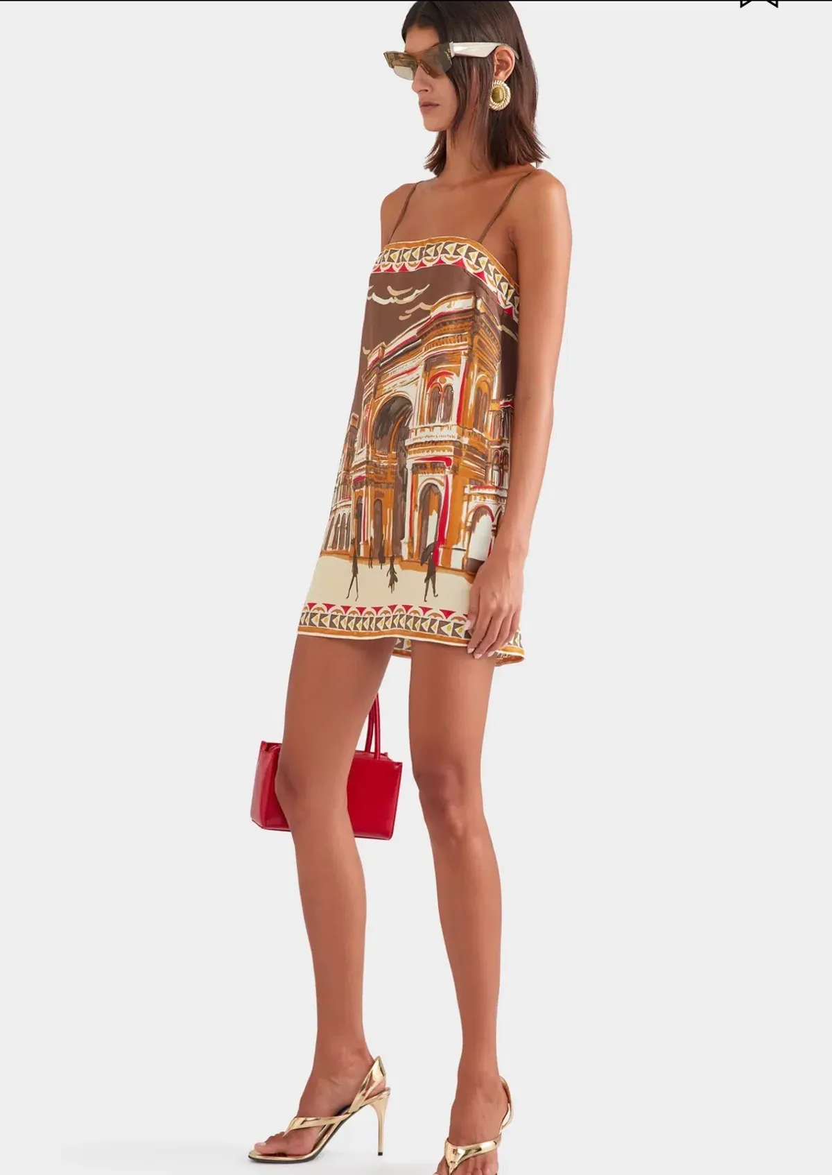 The Silk Twill Mini Dress in Milano Galleria/Brown Size S - Image 4