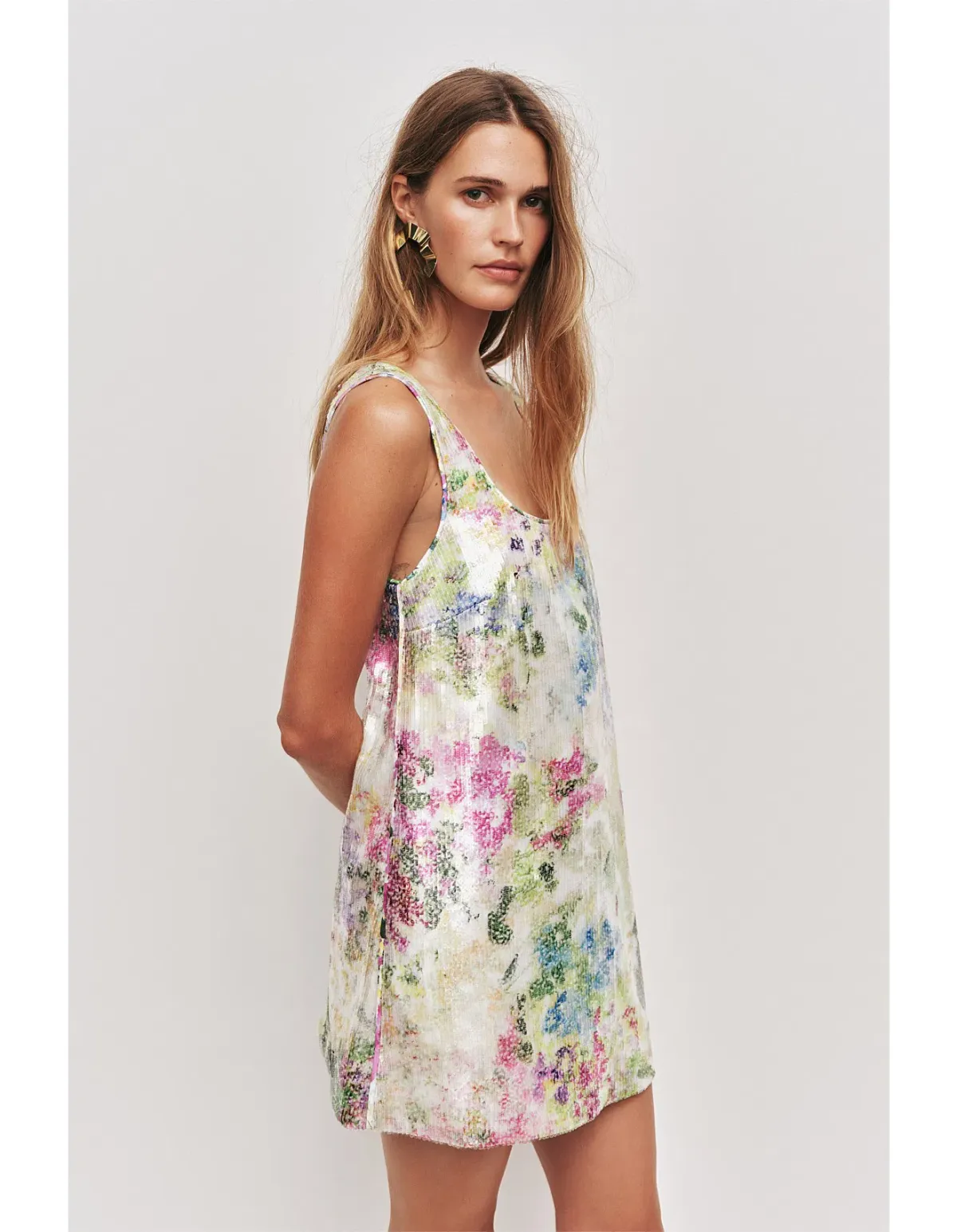 Brand New 🪻 AJE Dahlia Sequin Mini Dress 12 AU - Sequin Lavandula Floral Purple Pink 🪻 - Image 3