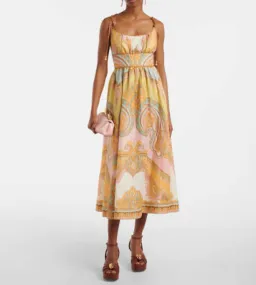 ZIMMERMANN MAXINE PICNIC MIDI DRESS IN GOLD PAISLEY SIZE 2 / AU 12 for rent on The Volte - image 1