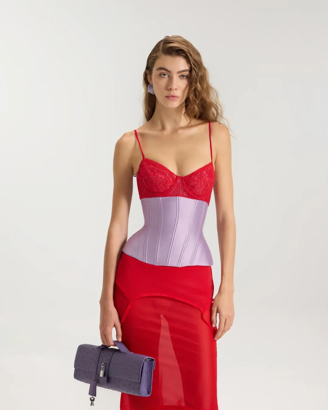 Fanci Club Uncladding Bustier Corset Purple & Red Size S (8) for rent on The Volte - main image