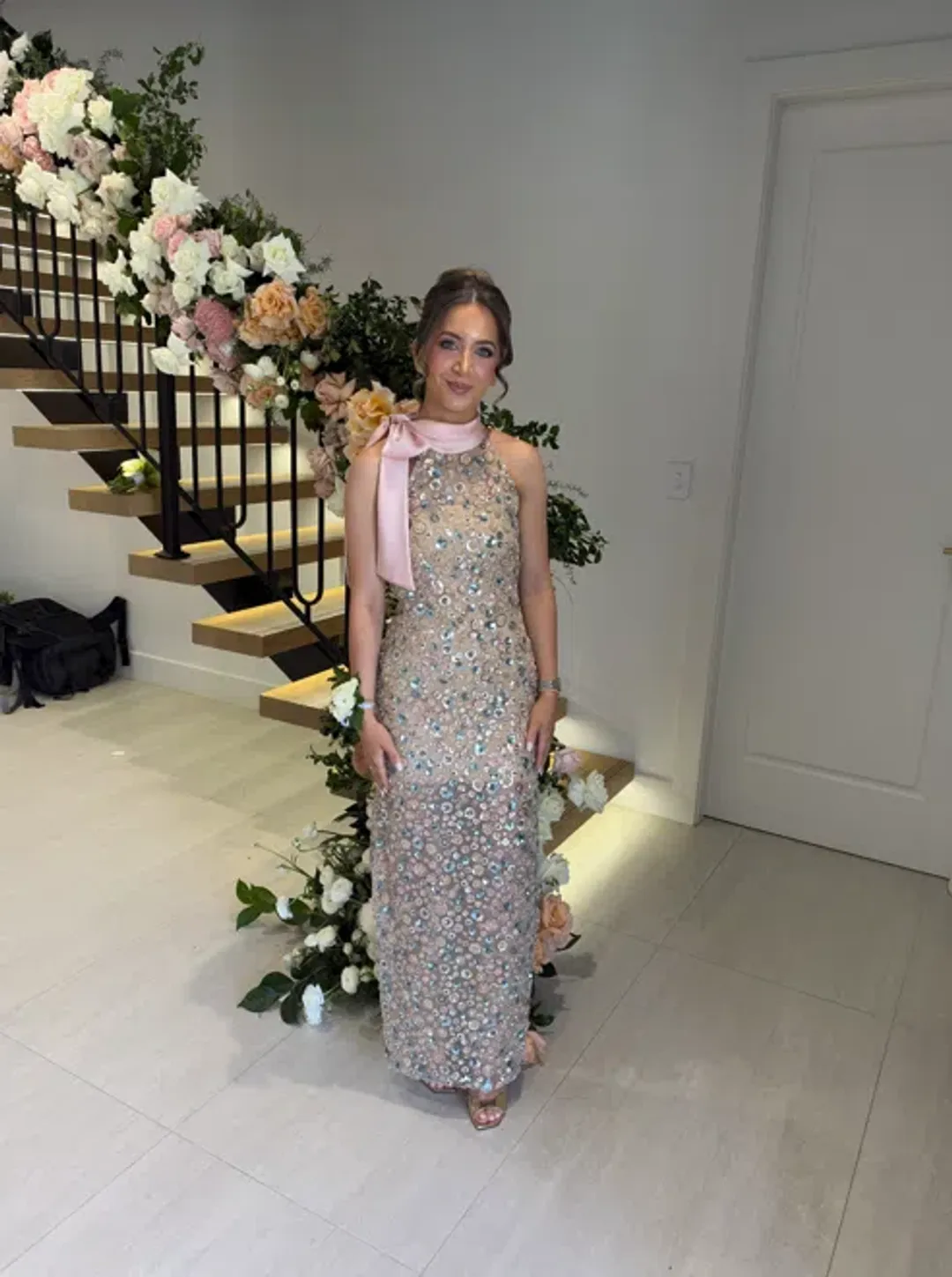 DeTHEIA Hermia Nude Fitted Maxi Dress for rent on The Volte - main image