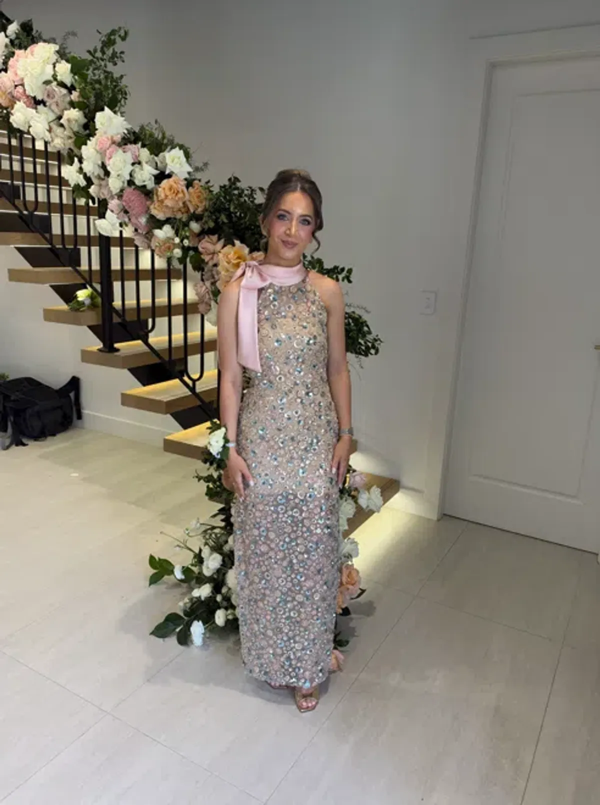 DeTHEIA Hermia Nude Fitted Maxi Dress for rent on The Volte - main image