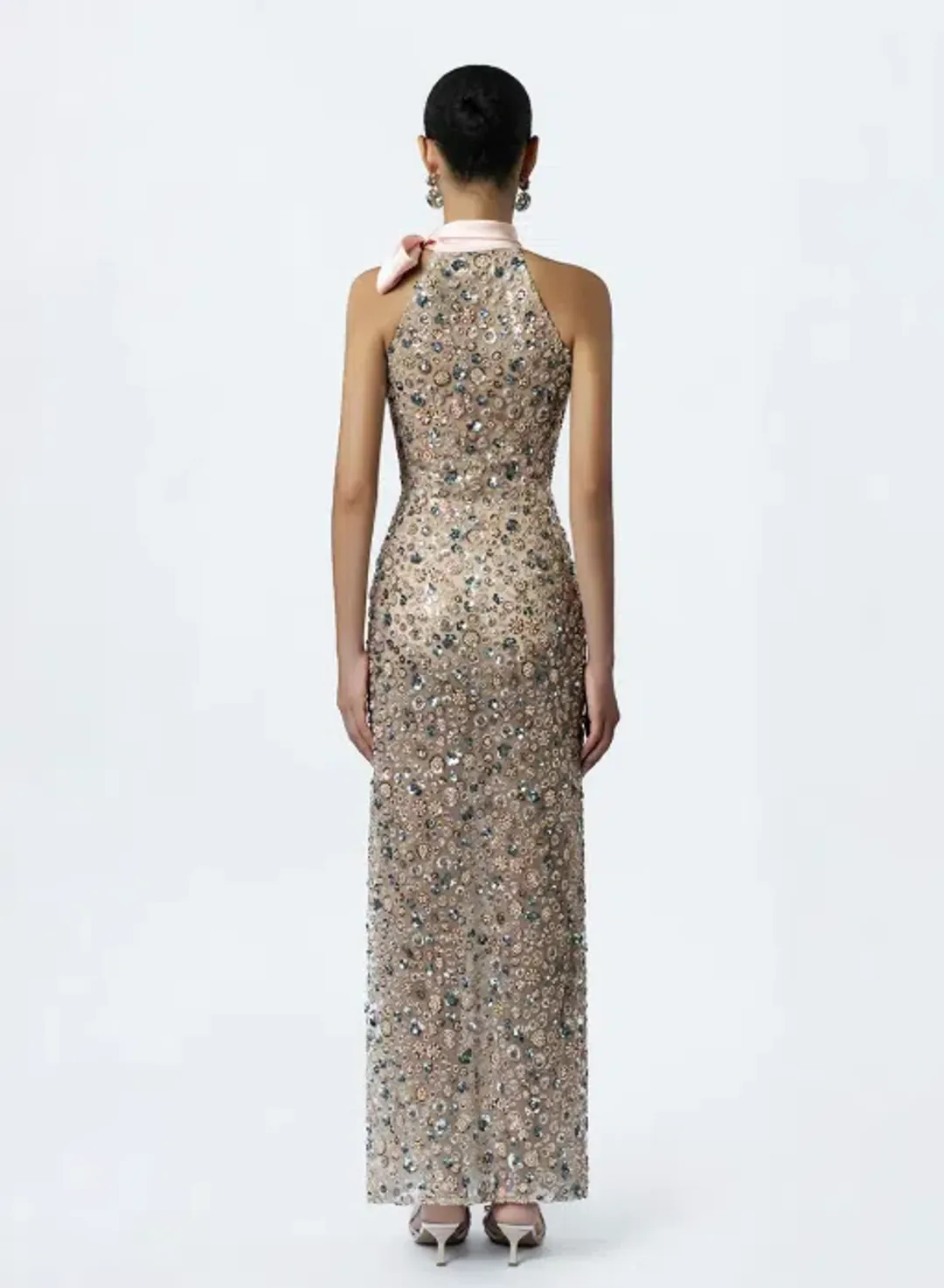 DeTHEIA Hermia Nude Fitted Maxi Dress for rent on The Volte - main image