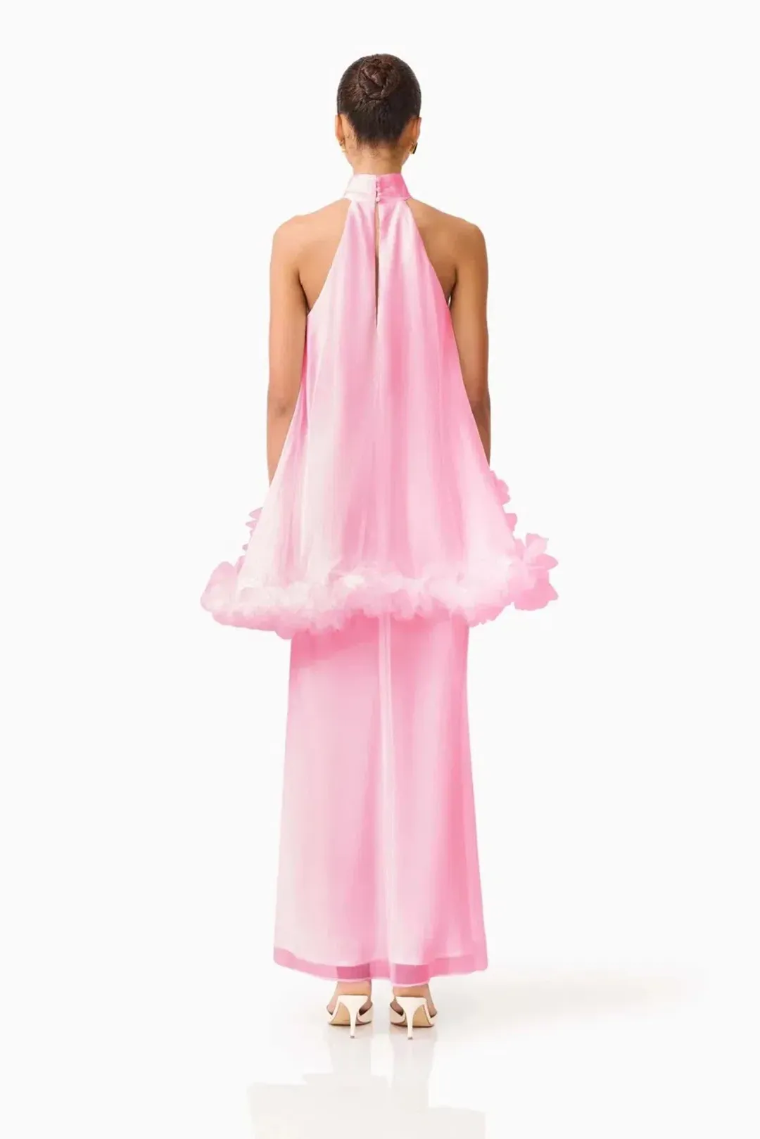 ELLIATT POPPY CAPE GOWN PINK SIZE 8 (S) for rent on The Volte - main image