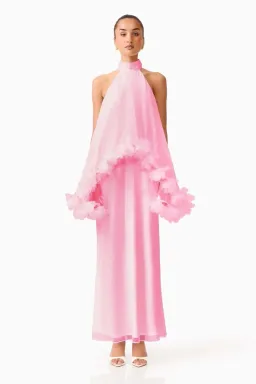 ELLIATT POPPY CAPE GOWN PINK SIZE 8 (S) for rent on The Volte - image 1