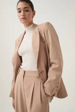 Aje Bonnie Tailored Jacket & Paragon Tailored Pant Set — Ecru Beige for rent on The Volte - image 3