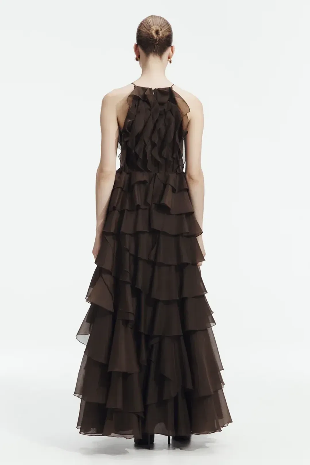 BRAND NEW🤎 AJE Cleo Gown in Carob Brown - Size 10 - Ruffle Tiered Maxi Dress 🤎 for rent on The Volte - main image