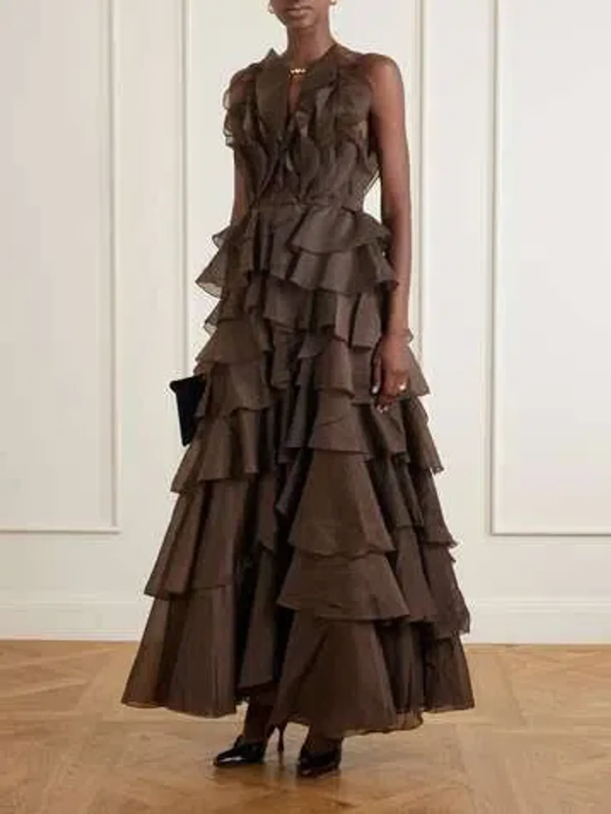 BRAND NEW🤎 AJE Cleo Gown in Carob Brown - Size 10 - Ruffle Tiered Maxi Dress 🤎 - Image 2