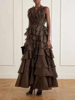 BRAND NEW🤎 AJE Cleo Gown in Carob Brown - Size 10 - Ruffle Tiered Maxi Dress 🤎 for rent on The Volte - image 2
