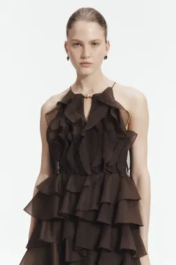 BRAND NEW🤎 AJE Cleo Gown in Carob Brown - Size 10 - Ruffle Tiered Maxi Dress 🤎 for rent on The Volte - image 8