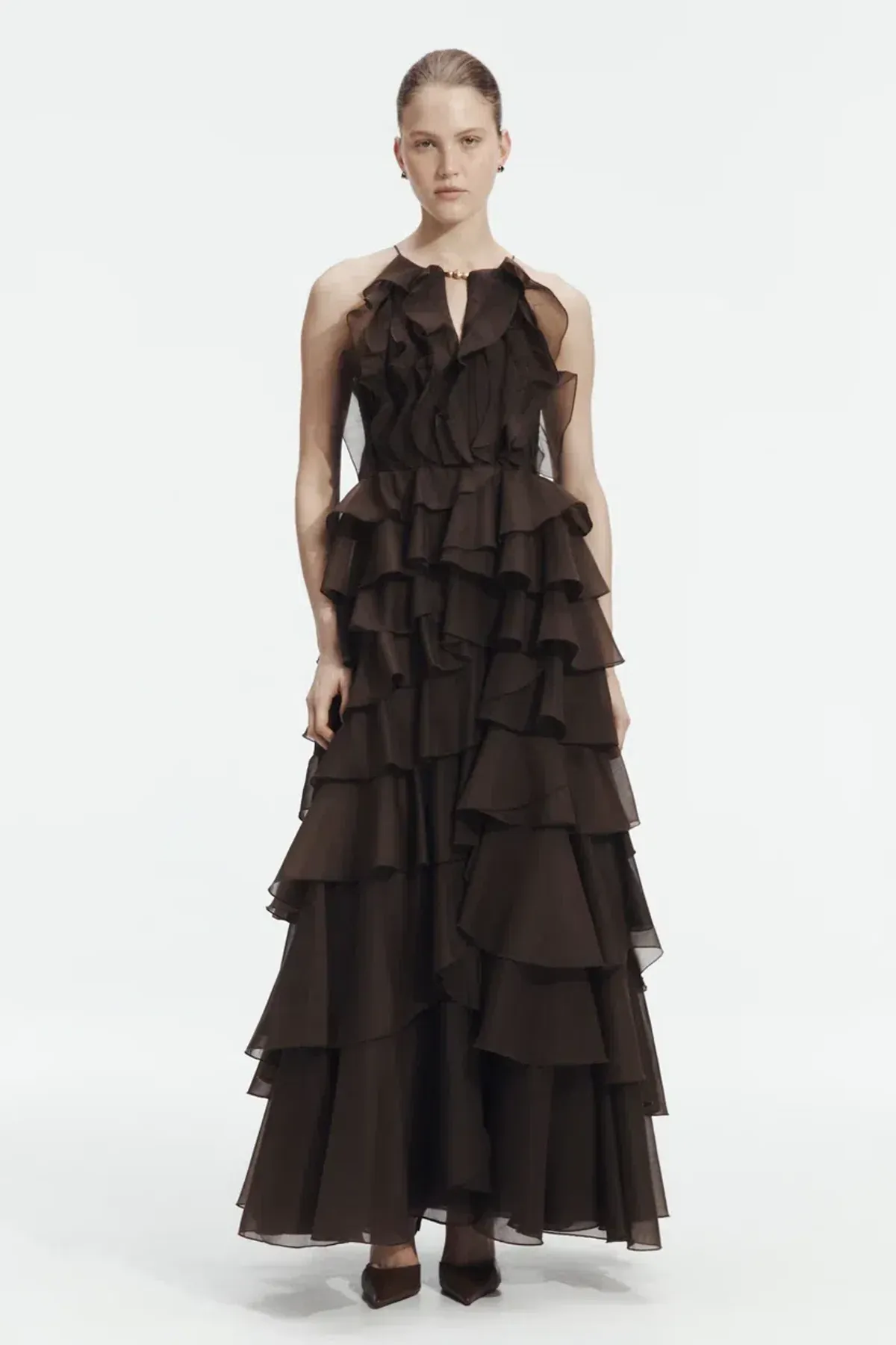 BRAND NEW🤎 AJE Cleo Gown in Carob Brown - Size 10 - Ruffle Tiered Maxi Dress 🤎 - Image 4