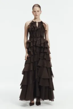 BRAND NEW🤎 AJE Cleo Gown in Carob Brown - Size 10 - Ruffle Tiered Maxi Dress 🤎 for rent on The Volte - image 4