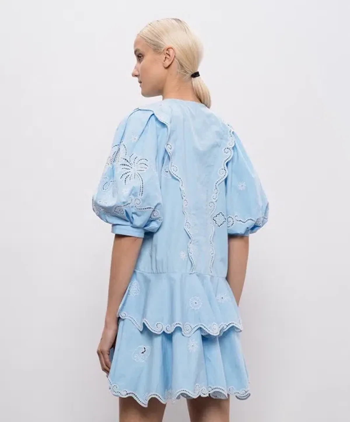ALEMAIS Maizy Embroidered Mini Dress Blue Size 8 AU - Image 7