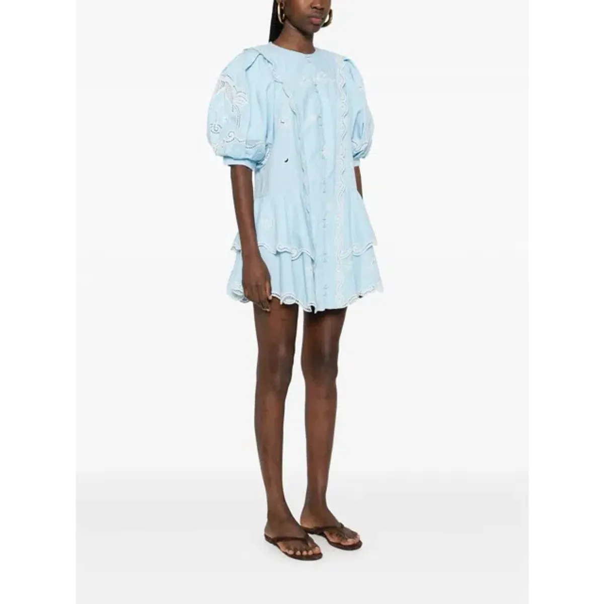 ALEMAIS Maizy Embroidered Mini Dress Blue Size 8 AU - Image 11