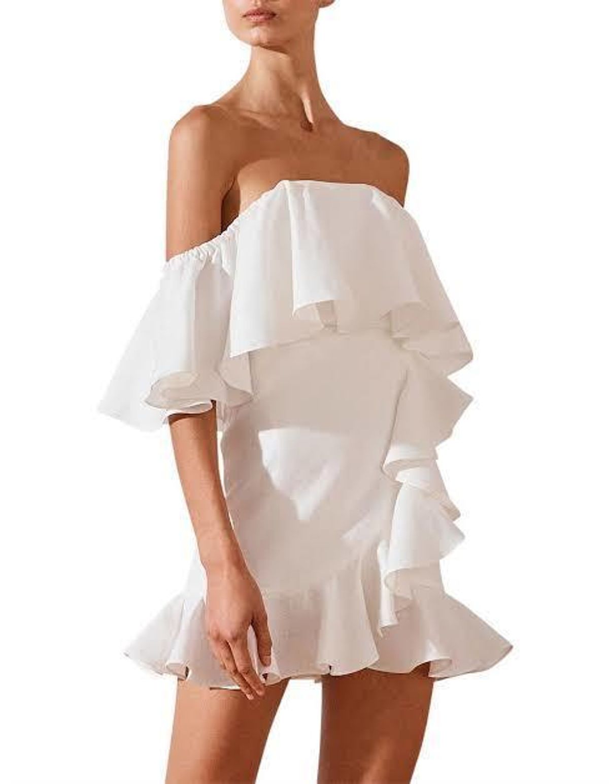 Shona Joy OTS Ruffle mini dress - Image 1