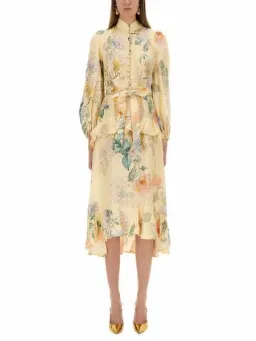 Zimmermann Illuminate Peplum Midi Dress in Lemon Hydrangea size 1 for rent on The Volte - image 1