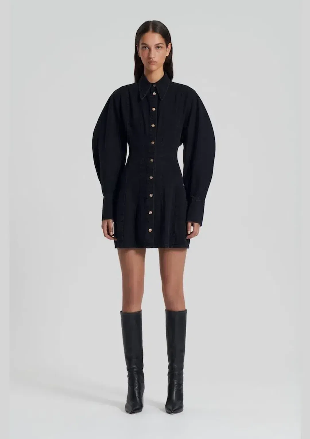 Scanlan Theodore denim cocoon sleeve washed black for rent on The Volte - main image