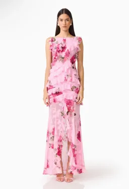 Eleanora Ruffle Gown in Pink Floral for rent on The Volte - image 1
