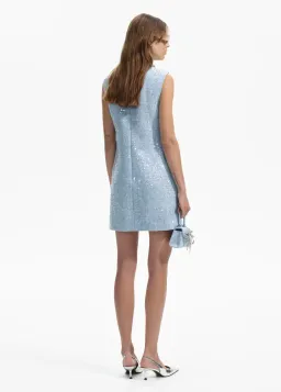 Self-Portrait Sequined Bouclé Mini Dress Blue Size 10 for rent on The Volte - image 3