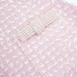 Self-Portrait Pink Bouclé Pearl Trim Mini Dress – Size 10 for rent on The Volte - image 4