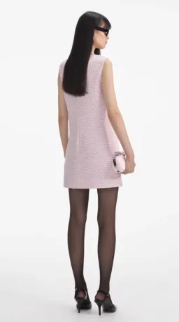 Self-Portrait Pink Bouclé Pearl Trim Mini Dress – Size 10 for rent on The Volte - image 3