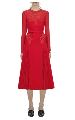 Self-Portrait Red Embroidered Midi Dress – UK 10 – As Worn by Meghan Markle for rent on The Volte - image 3