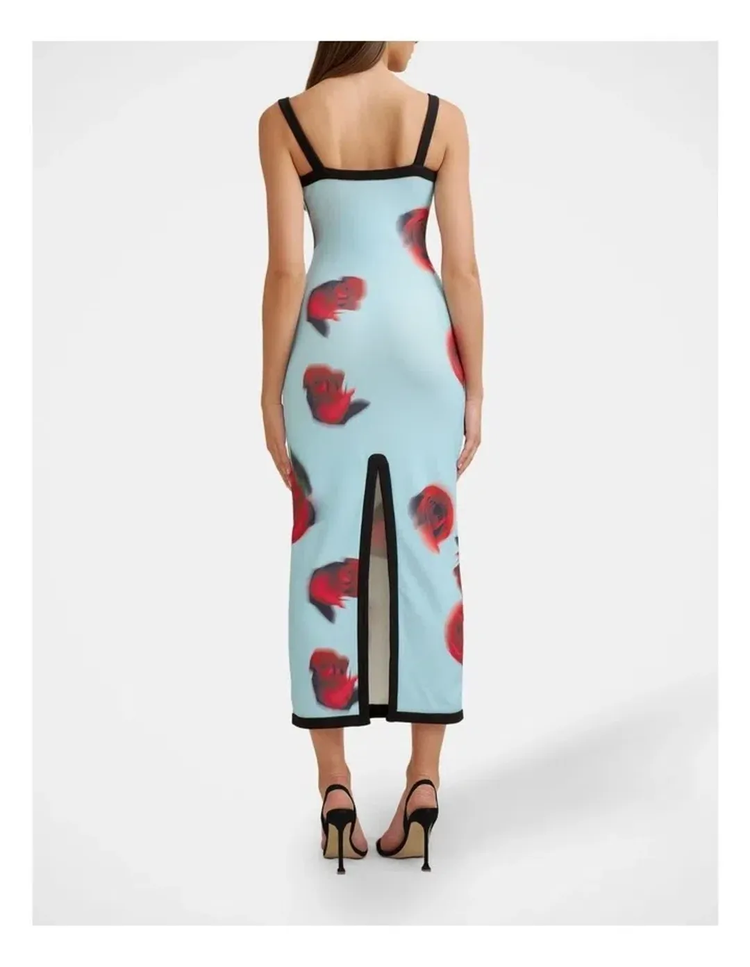 By Johnny Sky Rose Midi Dress in Blue Red Black size 8 for rent on The Volte - main image
