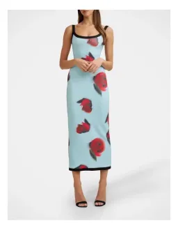 By Johnny Sky Rose Midi Dress in Blue Red Black size 8 for rent on The Volte - image 3