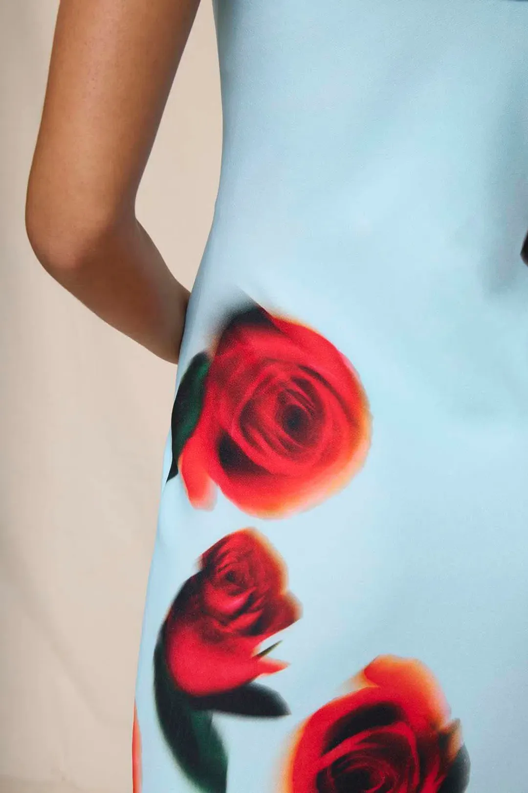 By Johnny Sky Rose Midi Dress in Blue Red Black size 8 for rent on The Volte - main image